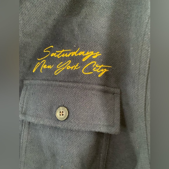 NEW SATURDAYS NEW YORK CITY RYAN SOLID FLANNEL WORKSHIRT SIZE:S - Picture 5 of 6